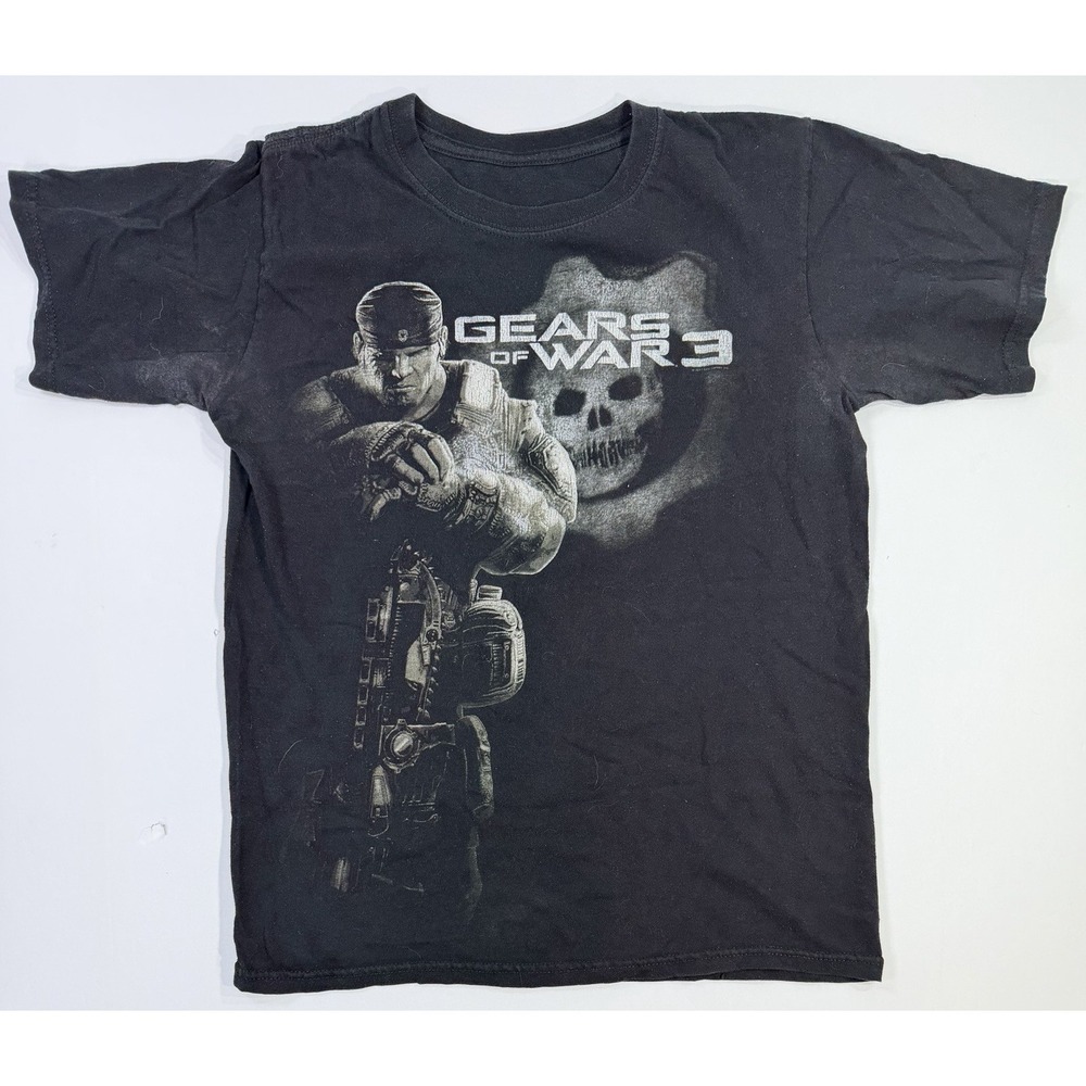 Gears of War 3 Video Game Graphic T-Shirt Black Faded Gamer Tee